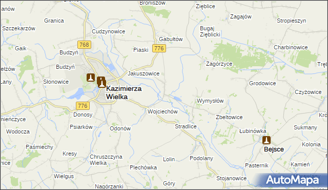 mapa Kazimierza Mała, Kazimierza Mała na mapie Targeo