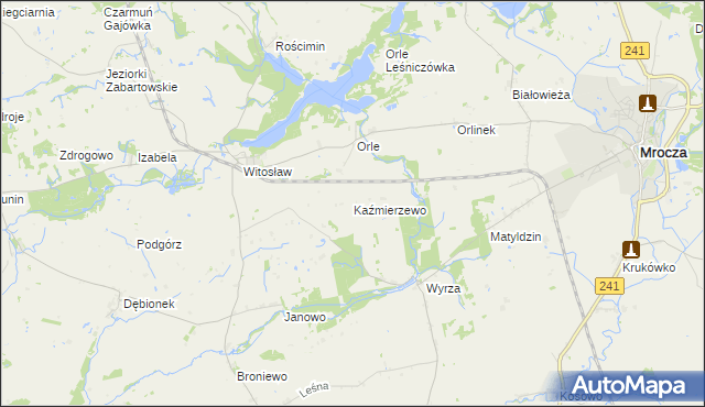 mapa Kaźmierzewo gmina Mrocza, Kaźmierzewo gmina Mrocza na mapie Targeo