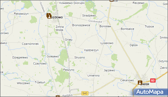 mapa Kędzierzyn gmina Bielsk, Kędzierzyn gmina Bielsk na mapie Targeo