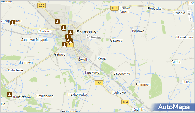 mapa Kępa gmina Szamotuły, Kępa gmina Szamotuły na mapie Targeo