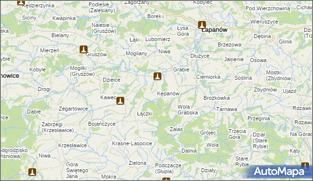 mapa Kępanów, Kępanów na mapie Targeo