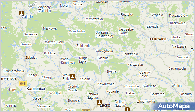 mapa Kicznia, Kicznia na mapie Targeo