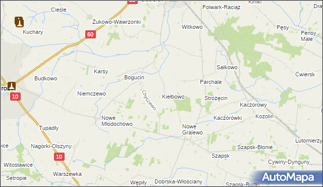 mapa Kiełbowo, Kiełbowo na mapie Targeo