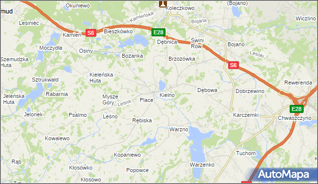 mapa Kielno gmina Szemud, Kielno gmina Szemud na mapie Targeo