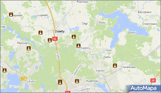 mapa Kieźliny, Kieźliny na mapie Targeo