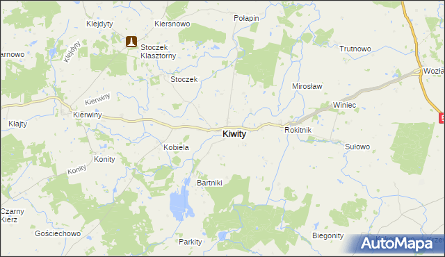 mapa Kiwity powiat lidzbarski, Kiwity powiat lidzbarski na mapie Targeo