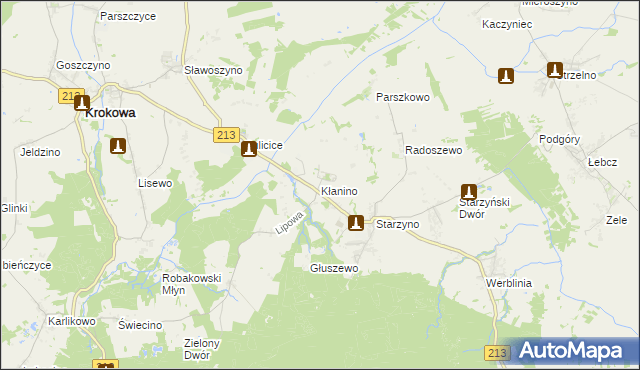 mapa Kłanino gmina Krokowa, Kłanino gmina Krokowa na mapie Targeo