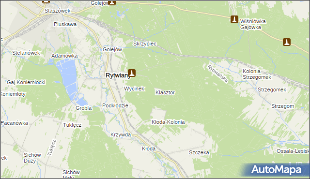 mapa Klasztor gmina Rytwiany, Klasztor gmina Rytwiany na mapie Targeo