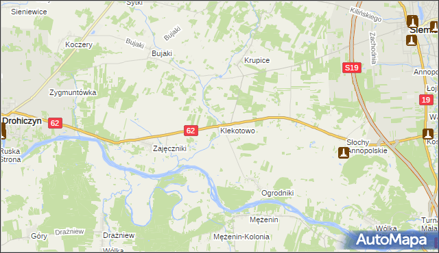 mapa Klekotowo gmina Siemiatycze, Klekotowo gmina Siemiatycze na mapie Targeo