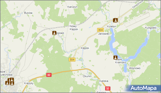mapa Klępsk, Klępsk na mapie Targeo