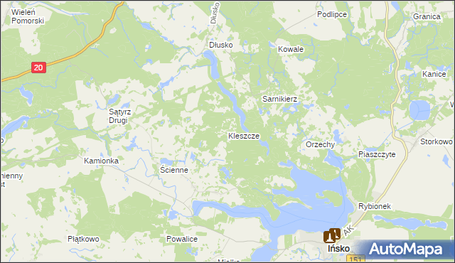 mapa Kleszcze gmina Ińsko, Kleszcze gmina Ińsko na mapie Targeo