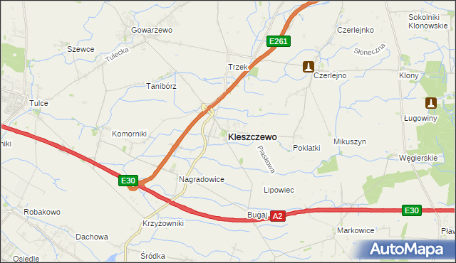 mapa Kleszczewo powiat poznański, Kleszczewo powiat poznański na mapie Targeo
