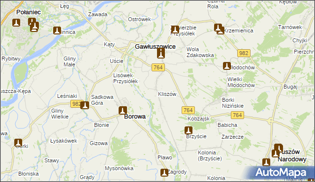 mapa Kliszów gmina Gawłuszowice, Kliszów gmina Gawłuszowice na mapie Targeo