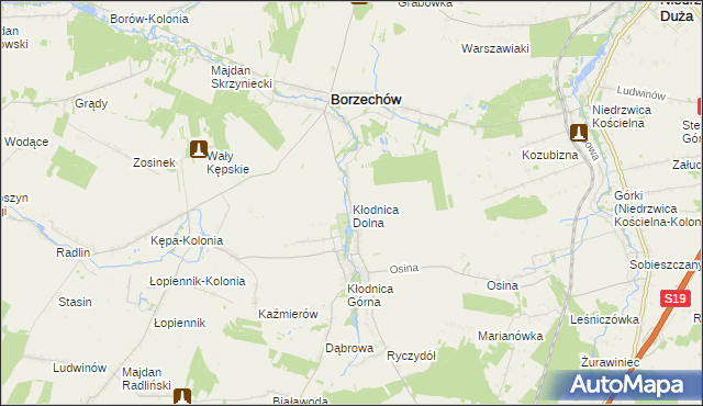 mapa Kłodnica Dolna, Kłodnica Dolna na mapie Targeo