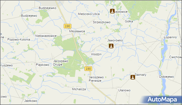 mapa Kłodzin gmina Mieścisko, Kłodzin gmina Mieścisko na mapie Targeo