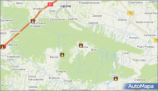 mapa Klonów gmina Łączna, Klonów gmina Łączna na mapie Targeo