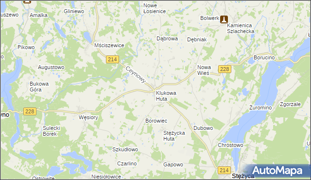 mapa Klukowa Huta, Klukowa Huta na mapie Targeo