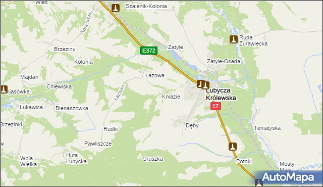 mapa Kniazie gmina Lubycza Królewska, Kniazie gmina Lubycza Królewska na mapie Targeo