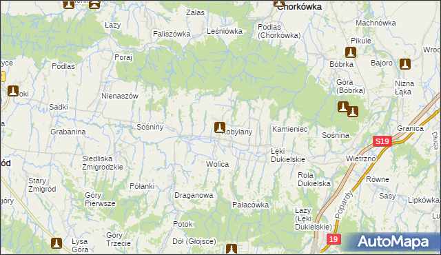 mapa Kobylany gmina Chorkówka, Kobylany gmina Chorkówka na mapie Targeo