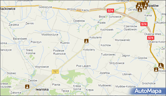 mapa Kobylany gmina Opatów, Kobylany gmina Opatów na mapie Targeo