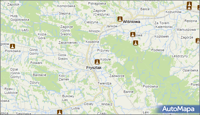 mapa Kobyle gmina Frysztak, Kobyle gmina Frysztak na mapie Targeo