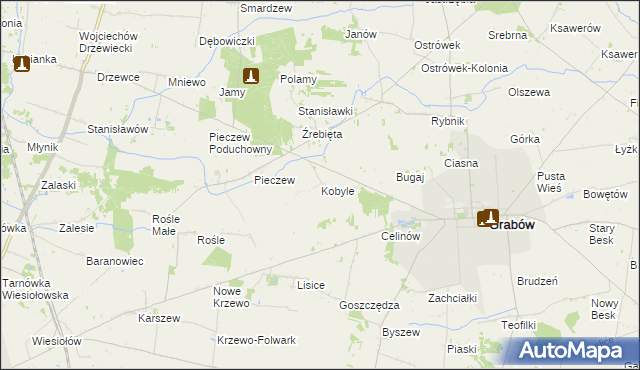 mapa Kobyle gmina Grabów, Kobyle gmina Grabów na mapie Targeo
