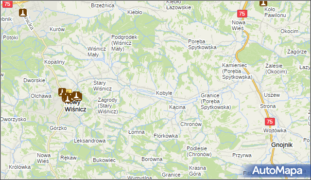 mapa Kobyle gmina Nowy Wiśnicz, Kobyle gmina Nowy Wiśnicz na mapie Targeo