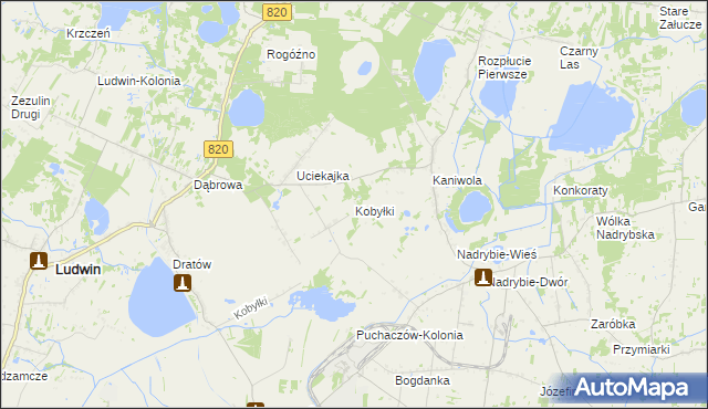 mapa Kobyłki gmina Ludwin, Kobyłki gmina Ludwin na mapie Targeo