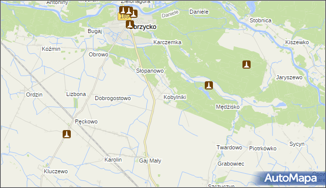 mapa Kobylniki gmina Obrzycko, Kobylniki gmina Obrzycko na mapie Targeo