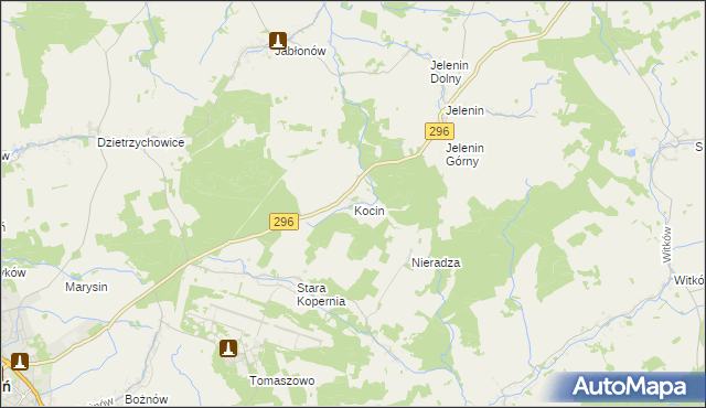 mapa Kocin gmina Żagań, Kocin gmina Żagań na mapie Targeo