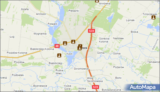 mapa Kock powiat lubartowski, Kock powiat lubartowski na mapie Targeo