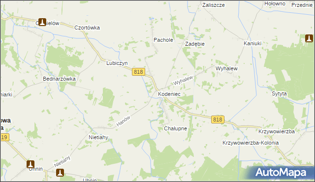 mapa Kodeniec, Kodeniec na mapie Targeo