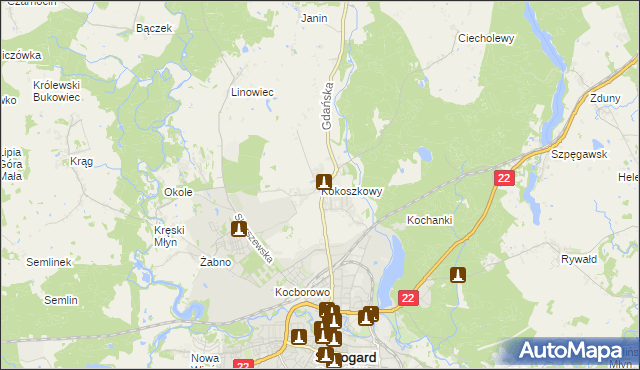 mapa Kokoszkowy, Kokoszkowy na mapie Targeo