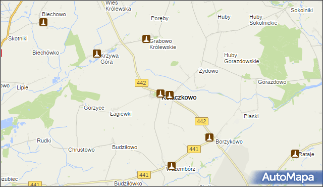 mapa Kołaczkowo powiat wrzesiński, Kołaczkowo powiat wrzesiński na mapie Targeo