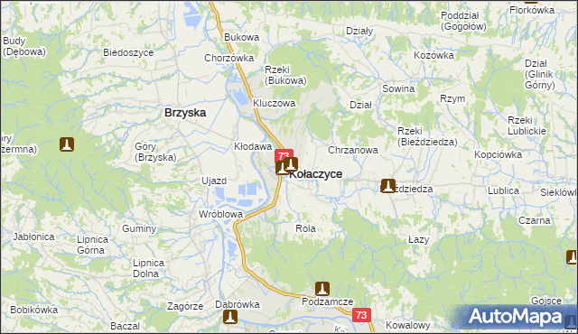 mapa Kołaczyce, Kołaczyce na mapie Targeo