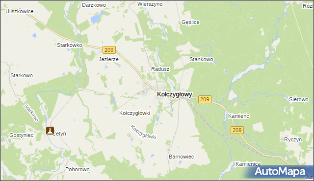 mapa Kołczygłowy, Kołczygłowy na mapie Targeo