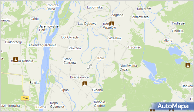 mapa Koło gmina Łaziska, Koło gmina Łaziska na mapie Targeo