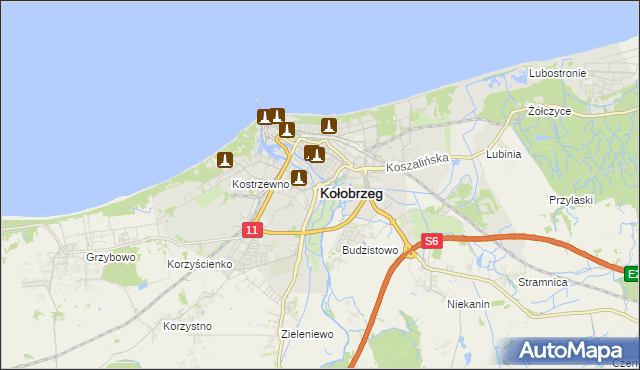 mapa Kołobrzegu, Kołobrzeg na mapie Targeo