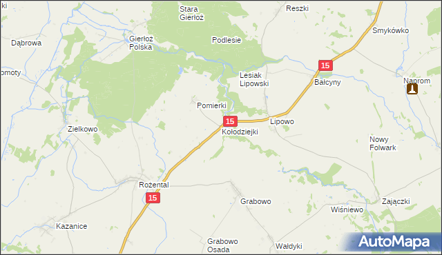 mapa Kołodziejki, Kołodziejki na mapie Targeo