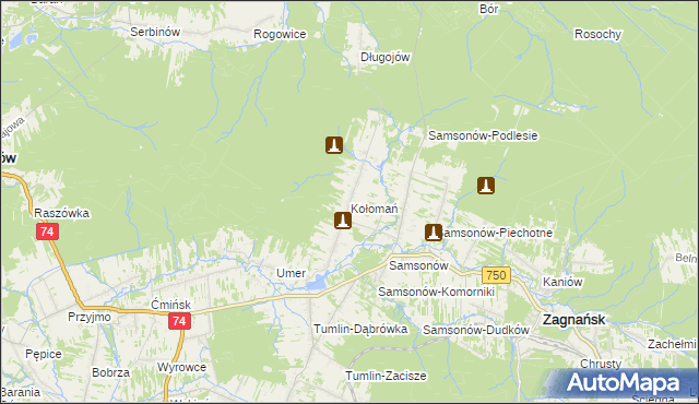 mapa Kołomań, Kołomań na mapie Targeo