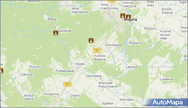 mapa Kolonia Bogoria, Kolonia Bogoria na mapie Targeo