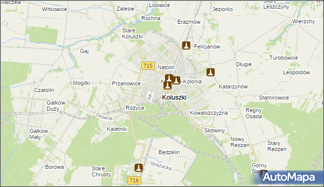 mapa Koluszki, Koluszki na mapie Targeo