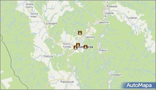 mapa Komańcza, Komańcza na mapie Targeo