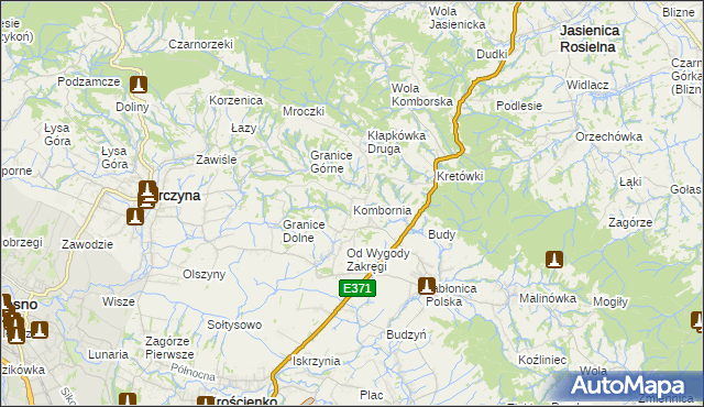 mapa Kombornia, Kombornia na mapie Targeo