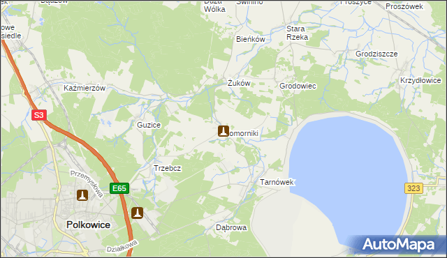 mapa Komorniki gmina Polkowice, Komorniki gmina Polkowice na mapie Targeo