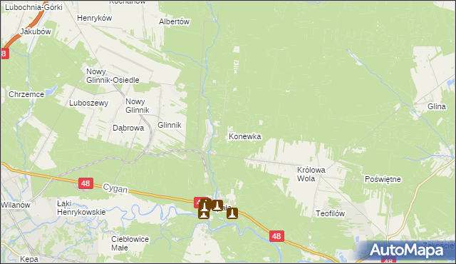 mapa Konewka, Konewka na mapie Targeo