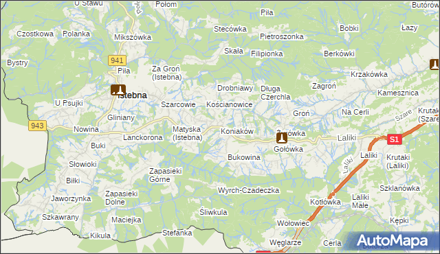 mapa Koniaków, Koniaków na mapie Targeo