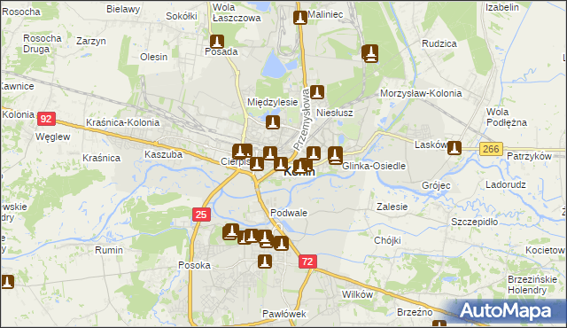 mapa Konina, Konin na mapie Targeo