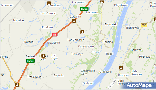 mapa Konstantowo gmina Pruszcz, Konstantowo gmina Pruszcz na mapie Targeo