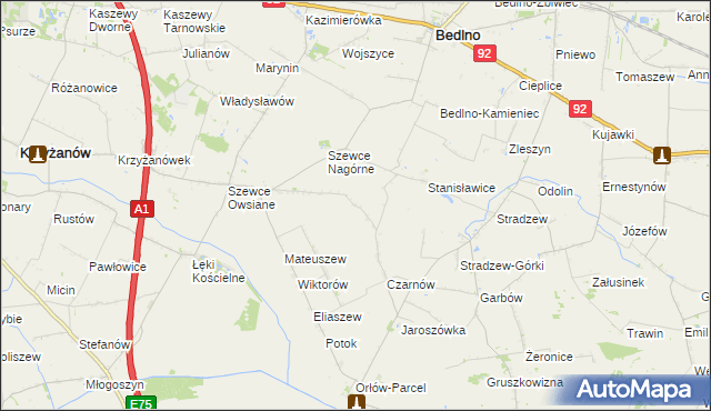 mapa Konstantynów gmina Bedlno, Konstantynów gmina Bedlno na mapie Targeo